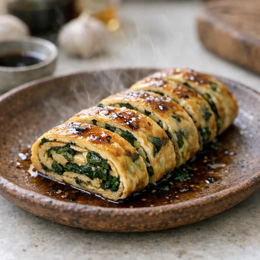 Keto Rolled Omelette with Spinach recipe
