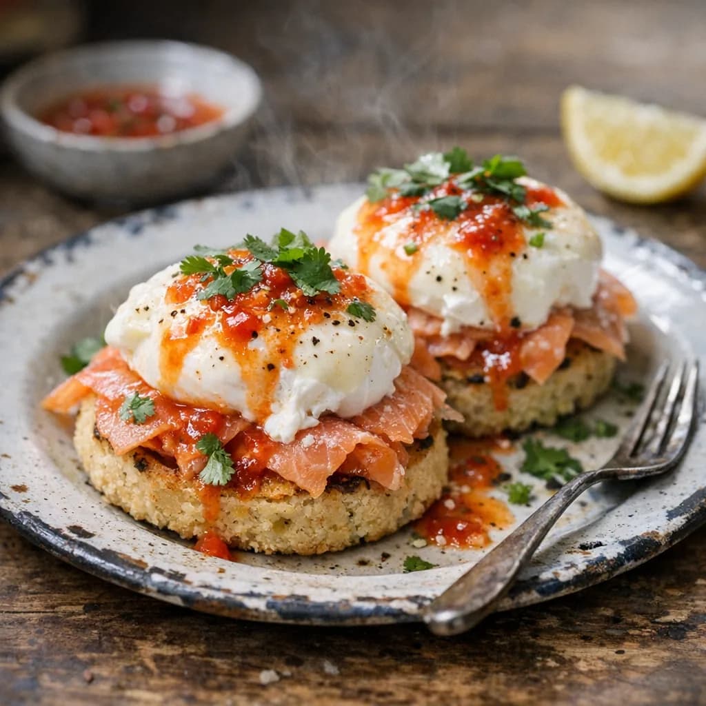 Keto Skinny Benny with Smoked Salmon recipe