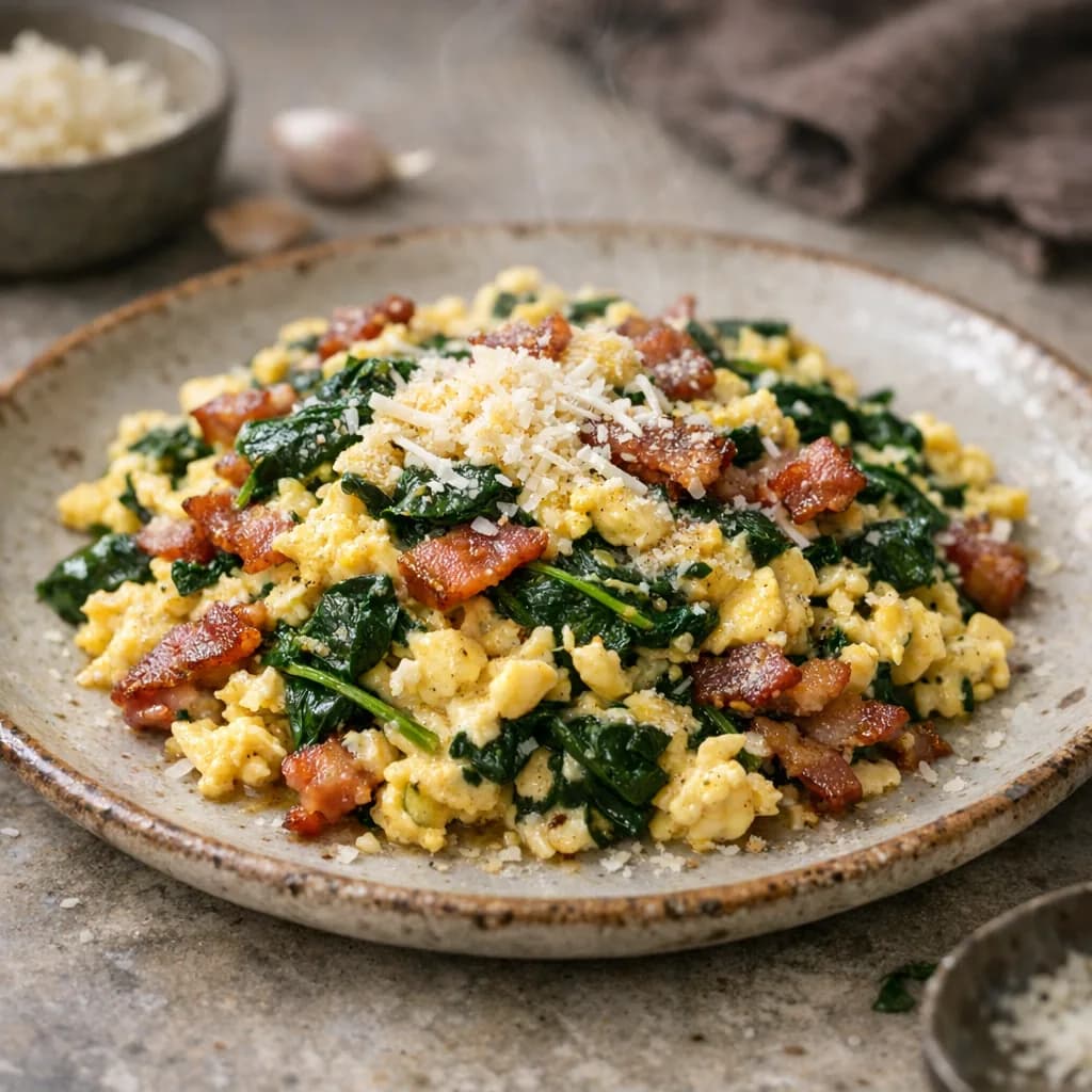 Keto Spinach and Bacon Scramble recipe