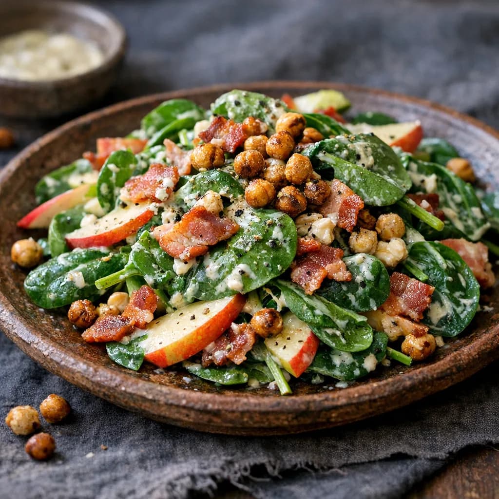 Keto Spinach Apple Salad with Bacon recipe