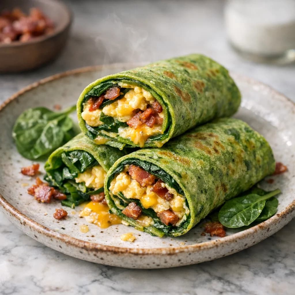 Keto Spinach Bacon and Zucchini Wraps recipe