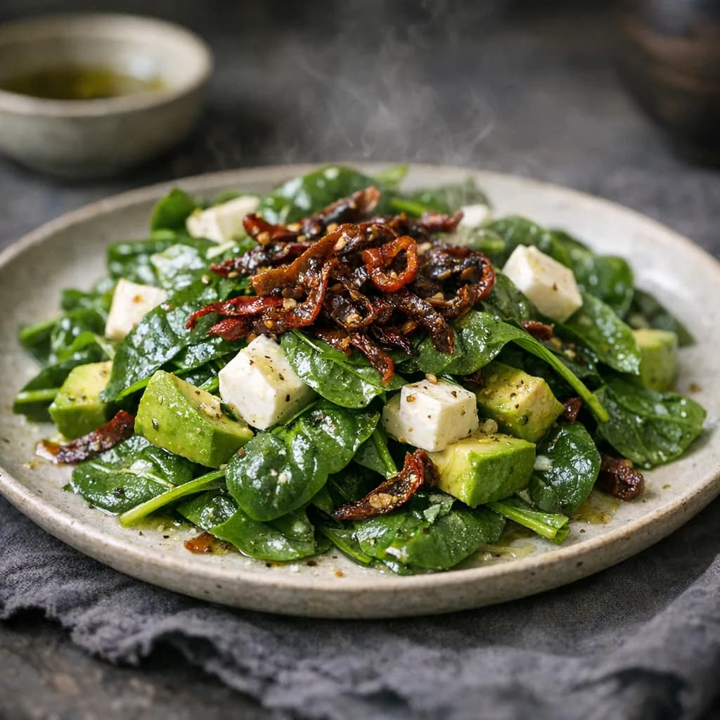 Keto Spinach Salad with Crispy Chiles recipe