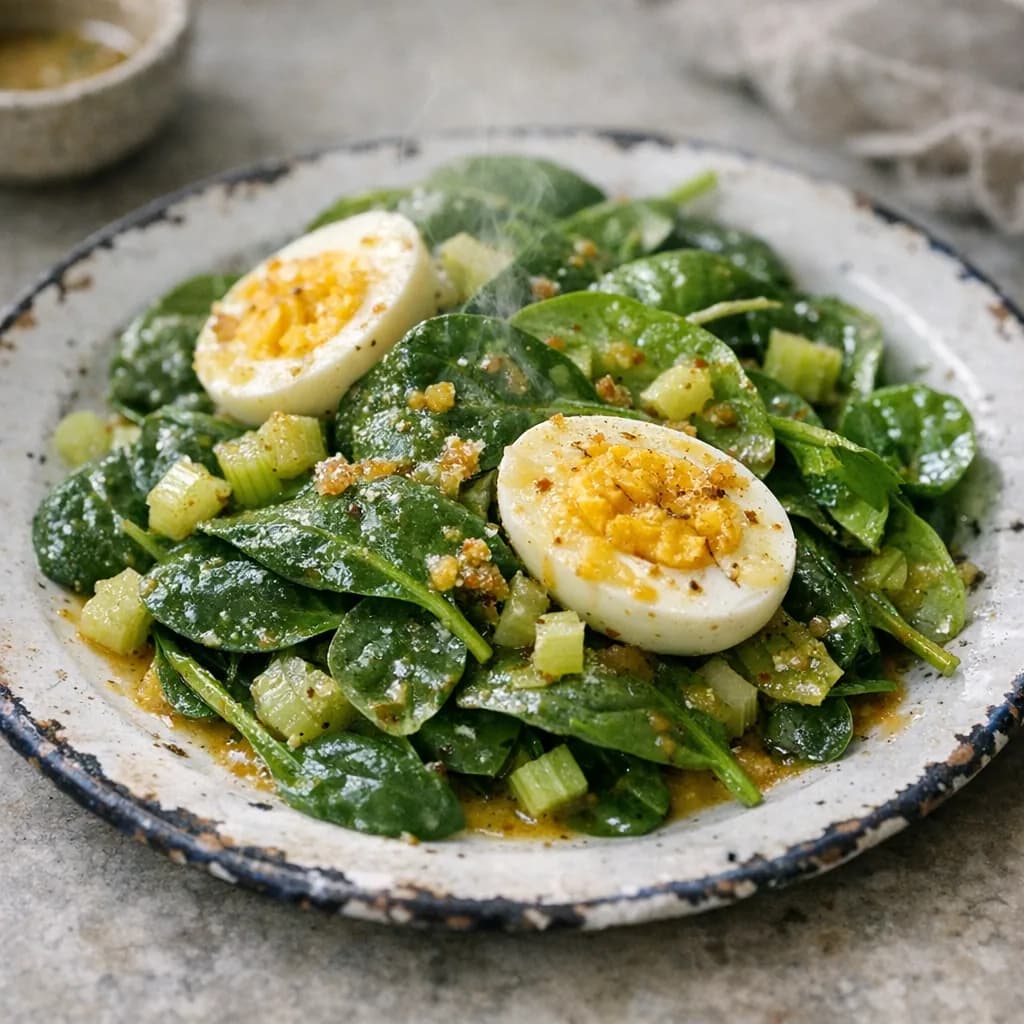 Keto Spinach Salad with Warm Dressing recipe