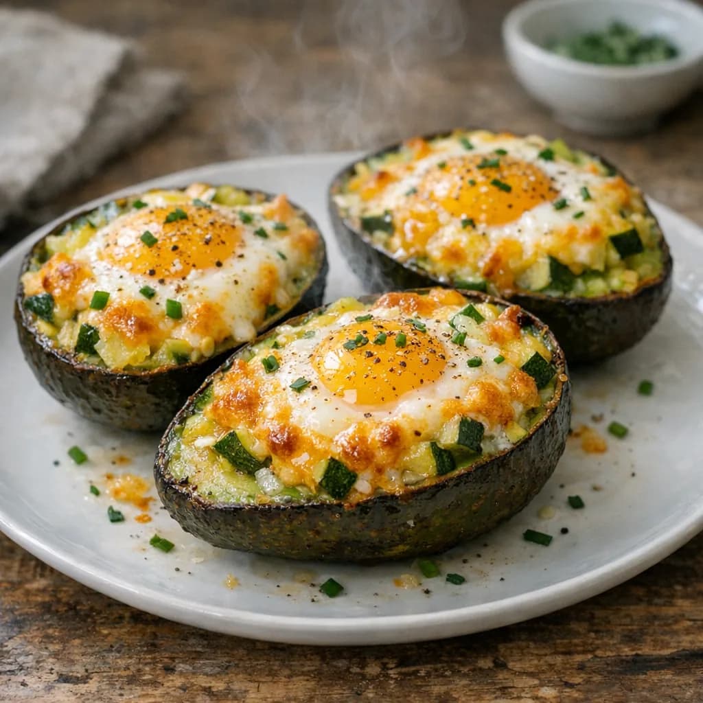 Keto Stuffed Avocados with Eggs and Cheese recipe