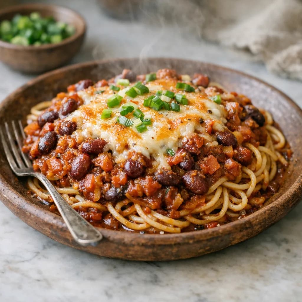 Kosher Baked Spaghetti Chili recipe