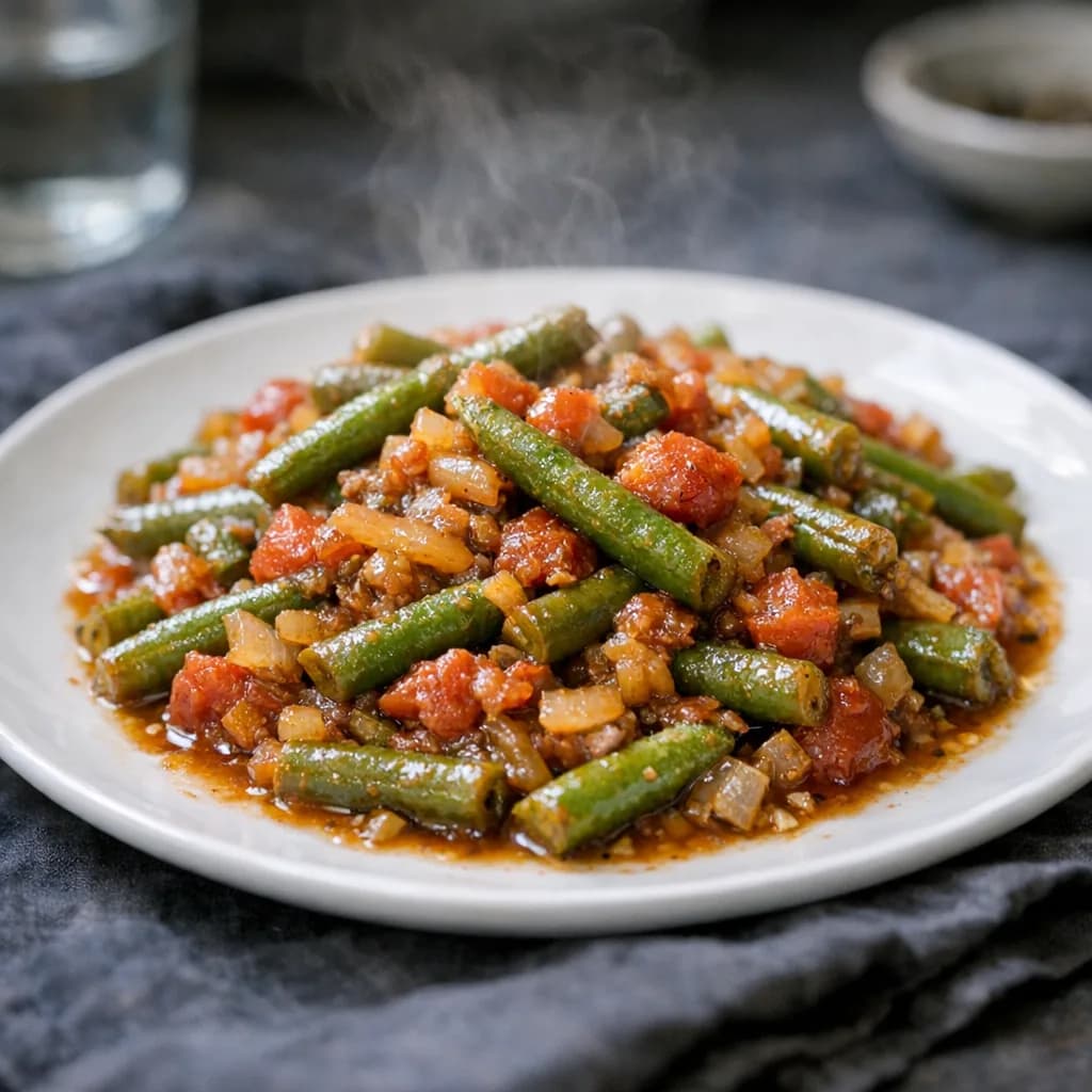 Kosher Beef and Green Bean Skillet recipe