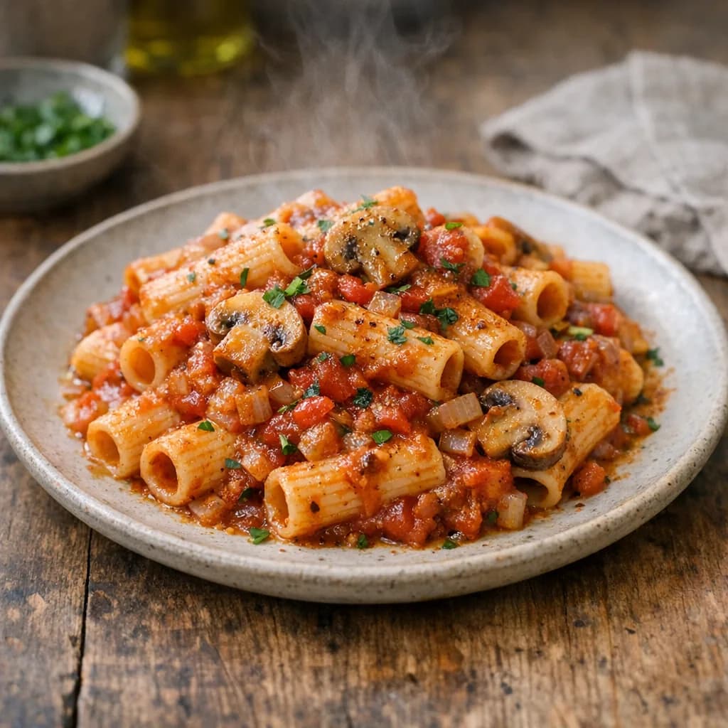 Mushroom and Tomato Pasta recipe
