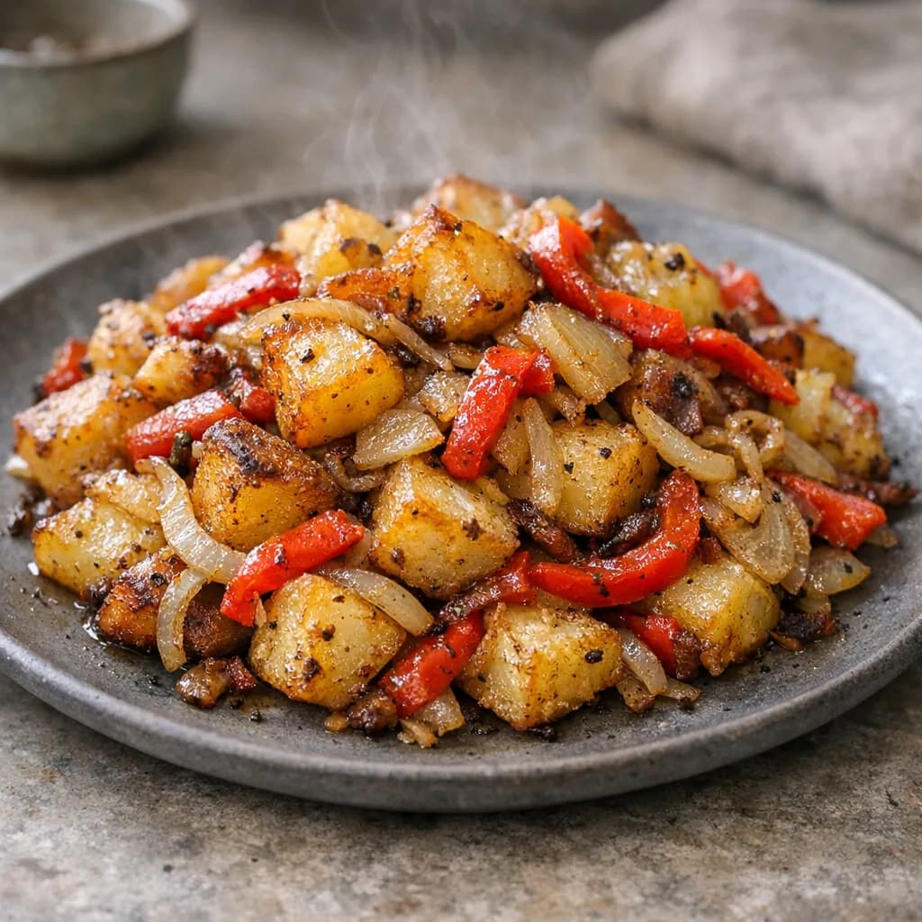 Fried Potatoes with Peppers and Oregano recipe