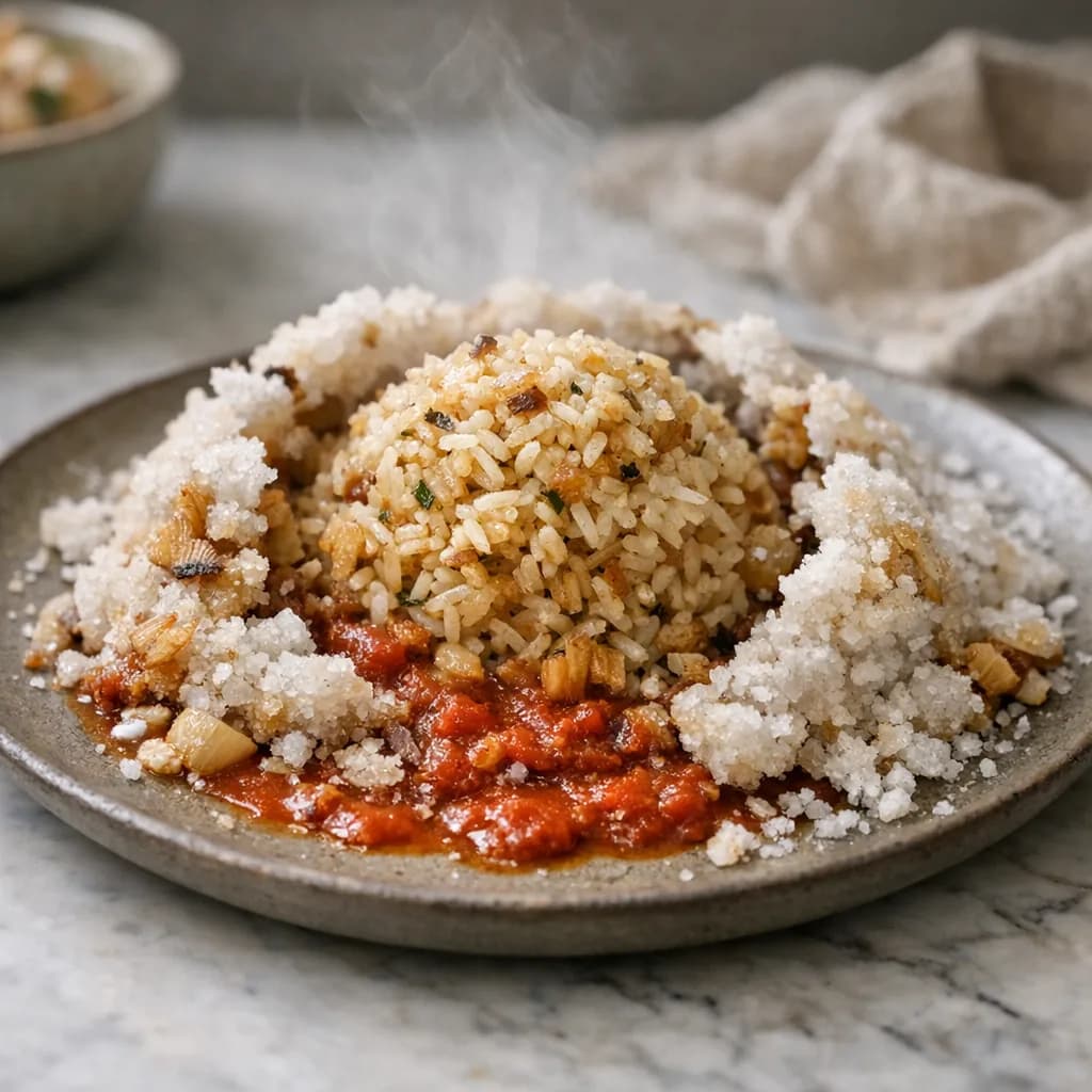 Salt-Baked Tomato and Onion Dinner recipe
