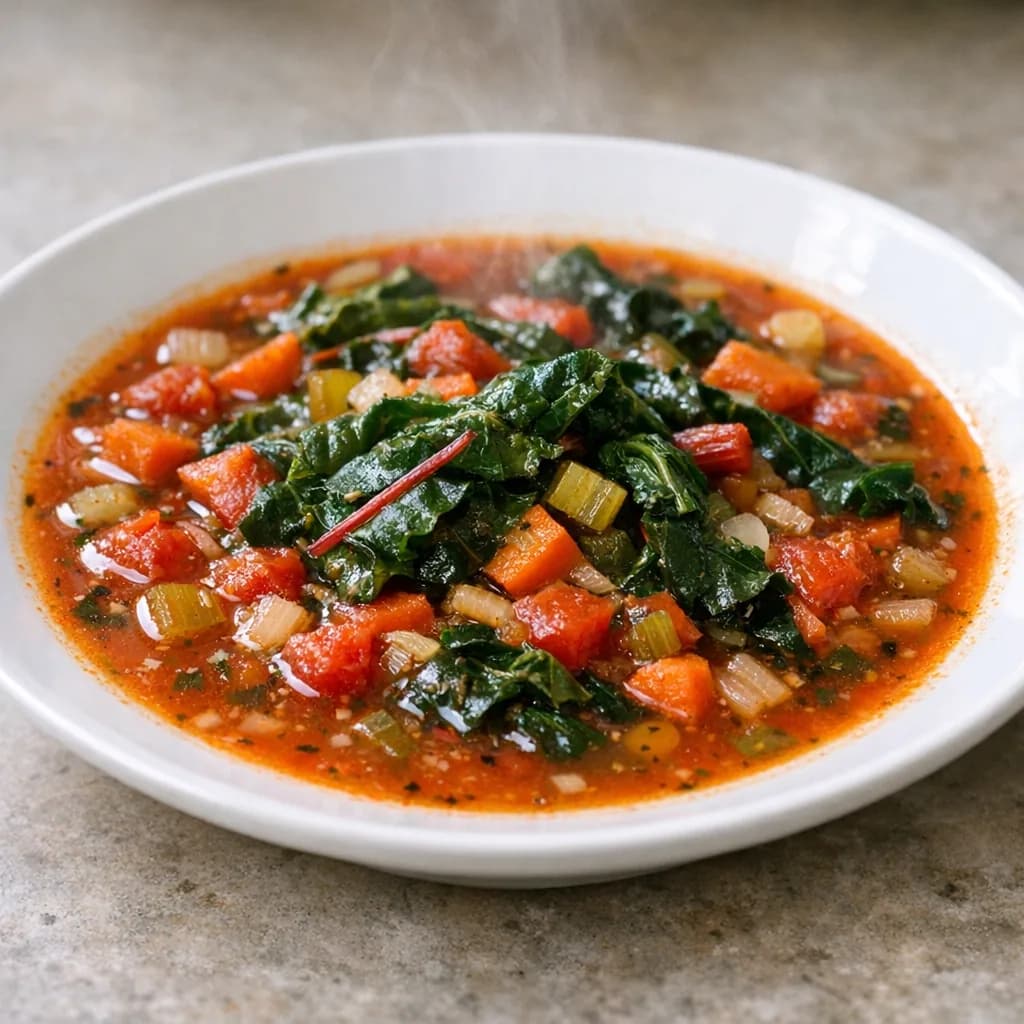 Kosher Tomato Vegetable Soup with Swiss Chard recipe