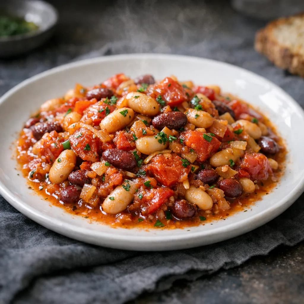 Kosher Vegetarian Bean and Tomato Skillet recipe