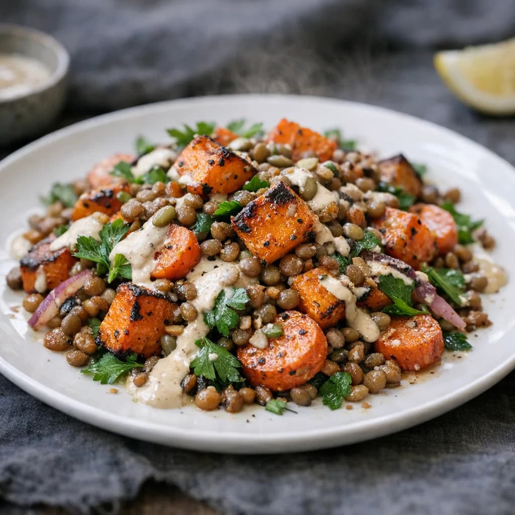 Lentil and Roasted Pumpkin Dinner Salad recipe