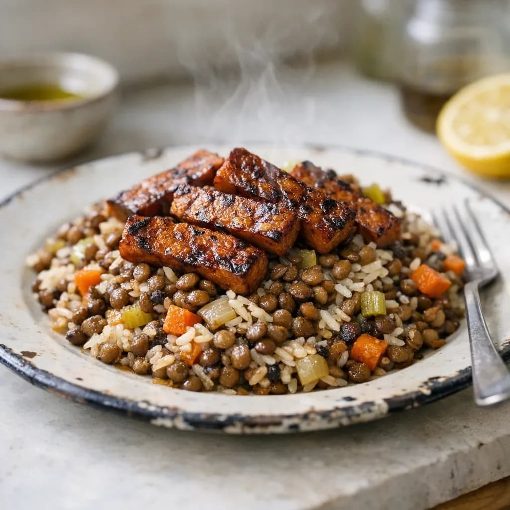 Lentils and Rice with Smoky Tempeh recipe