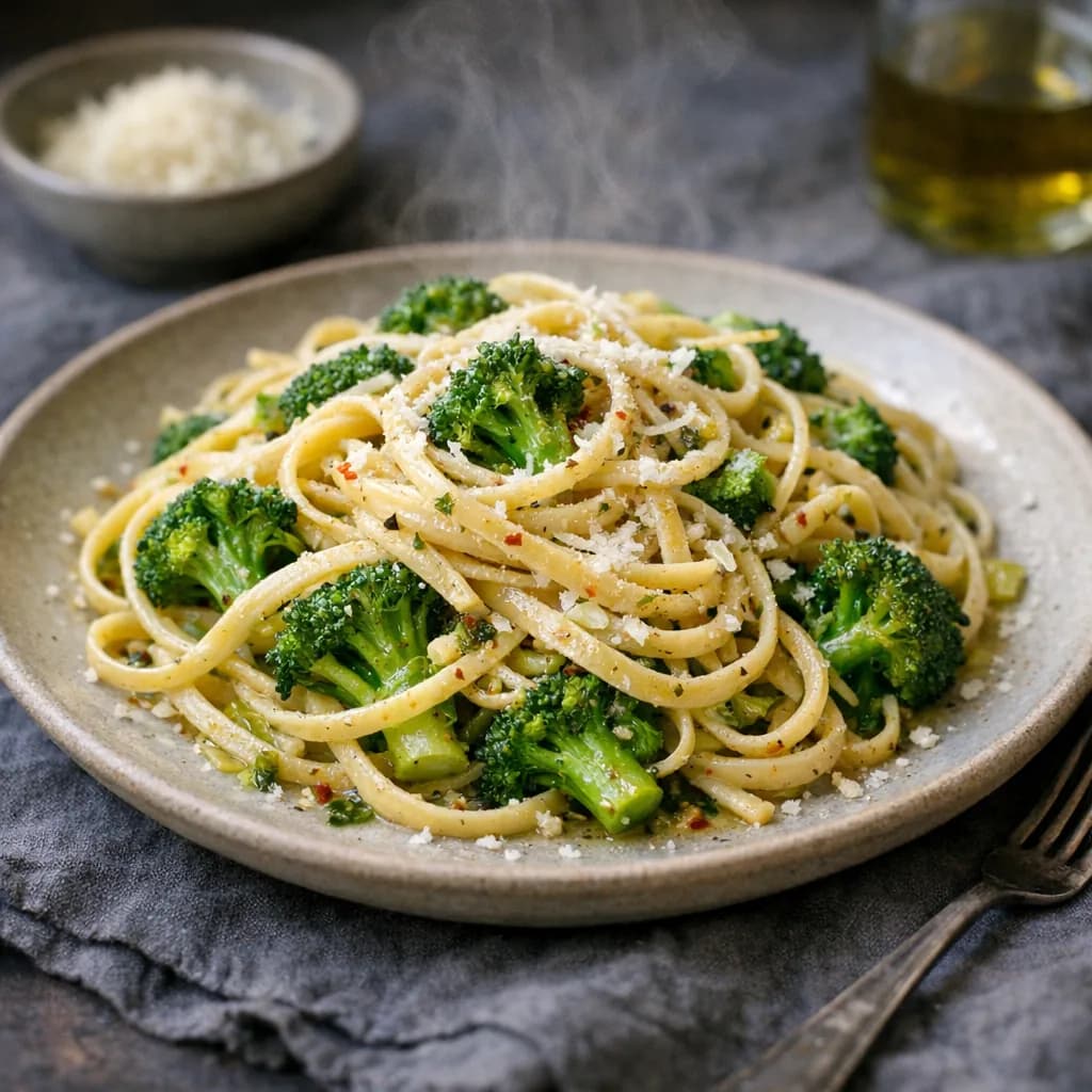 Linguine with Broccoli and Scallops recipe