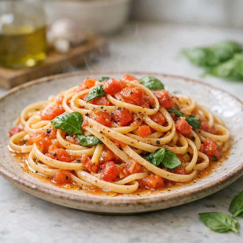Linguine with Fresh Tomato Basil Sauce recipe