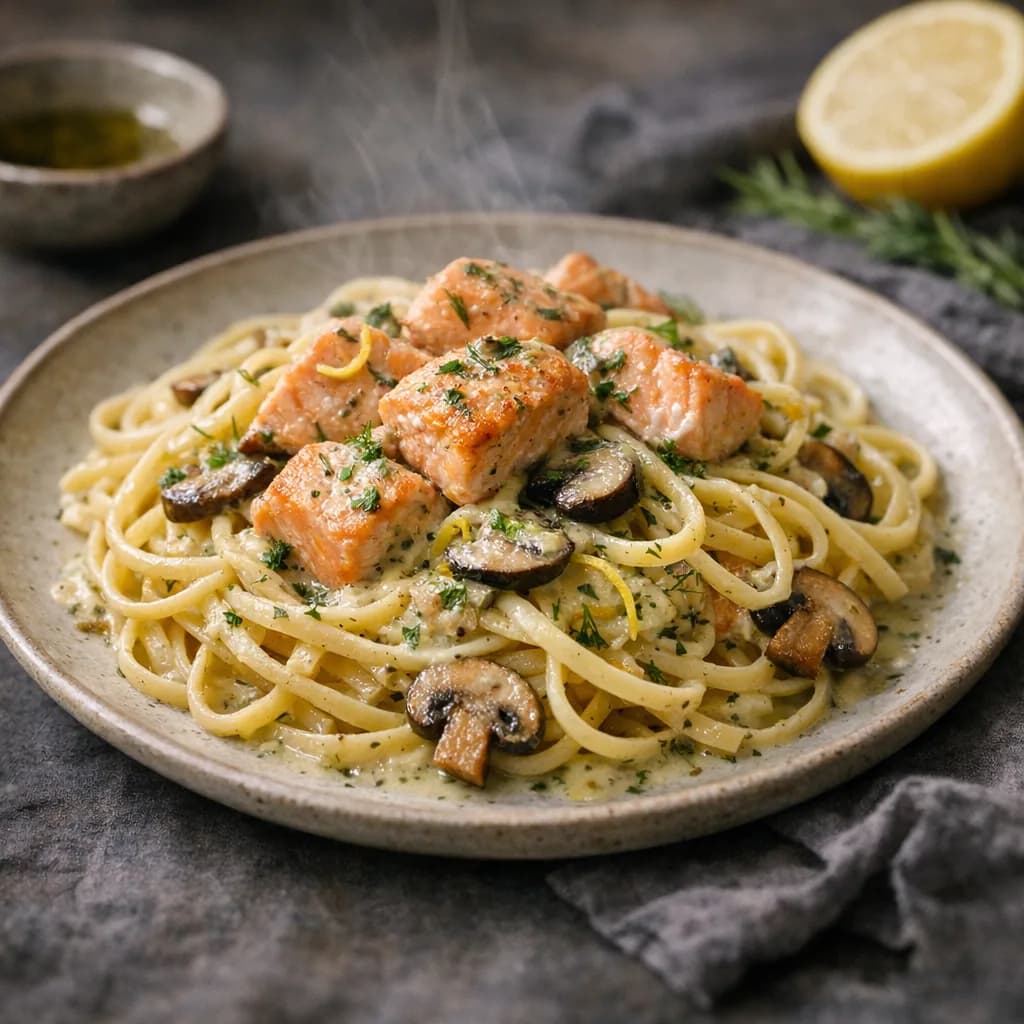 Linguine with Salmon and Lemon-Dill Sauce recipe