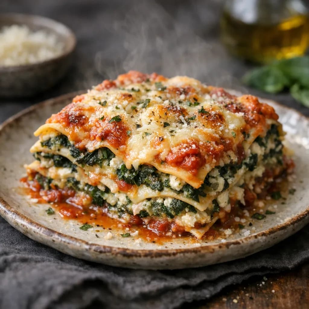 Low-Fat Vegetarian Spinach Lasagna recipe