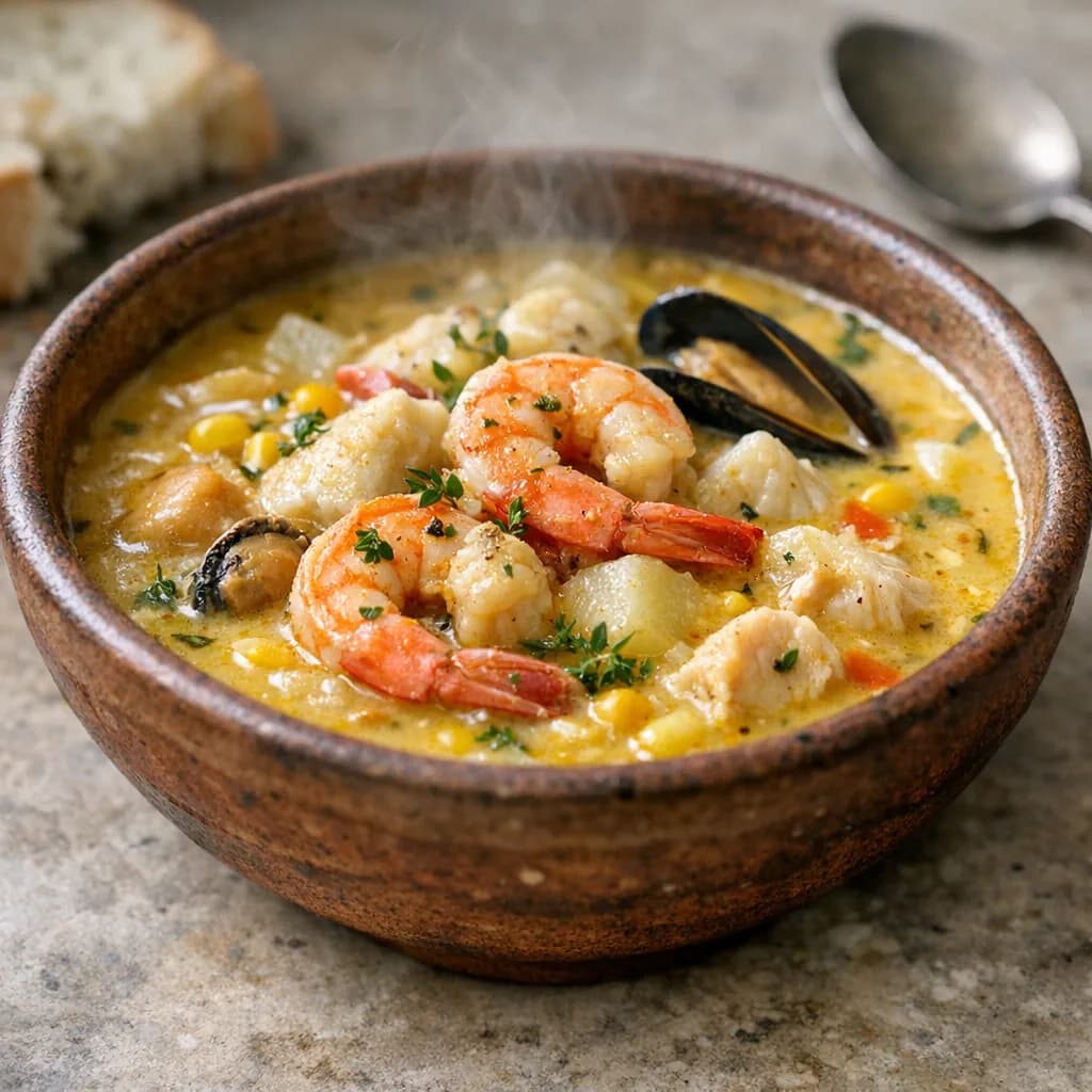 Luxurious Pescatarian Seafood Chowder recipe