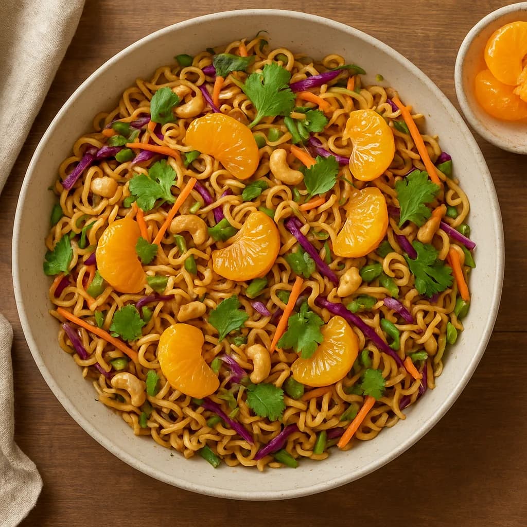 Mandarin Ramen Salad with Indian Twist recipe