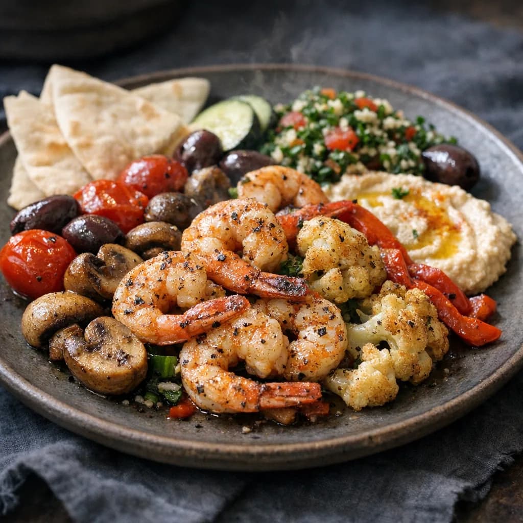 Mediterranean Shrimp and Vegetable Platter recipe