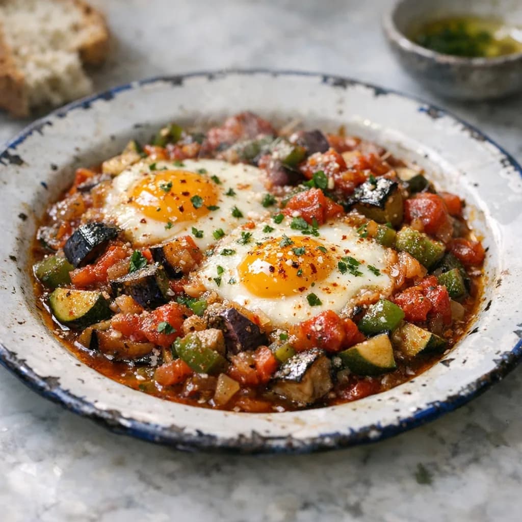 Mediterranean Vegetable Ratatouille with Eggs recipe