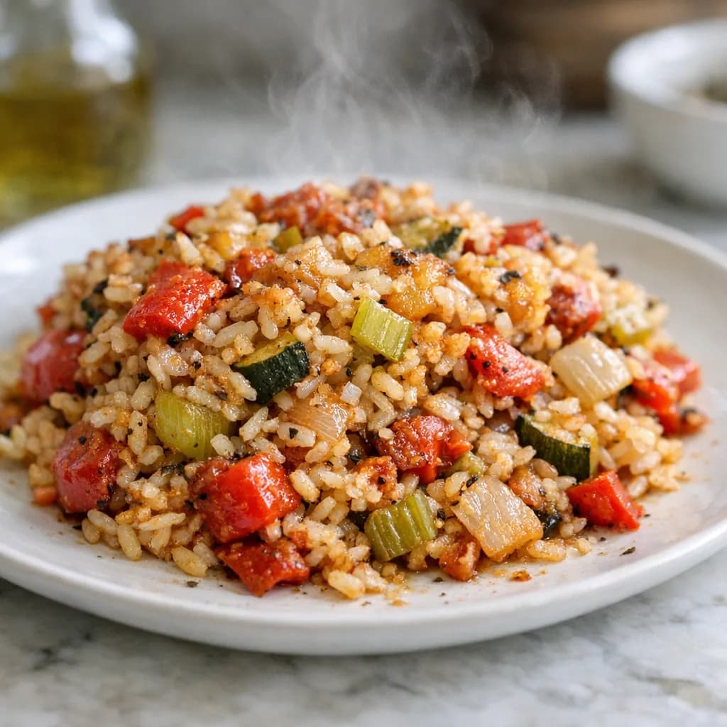 Mediterranean Vegetable Rice Bake recipe