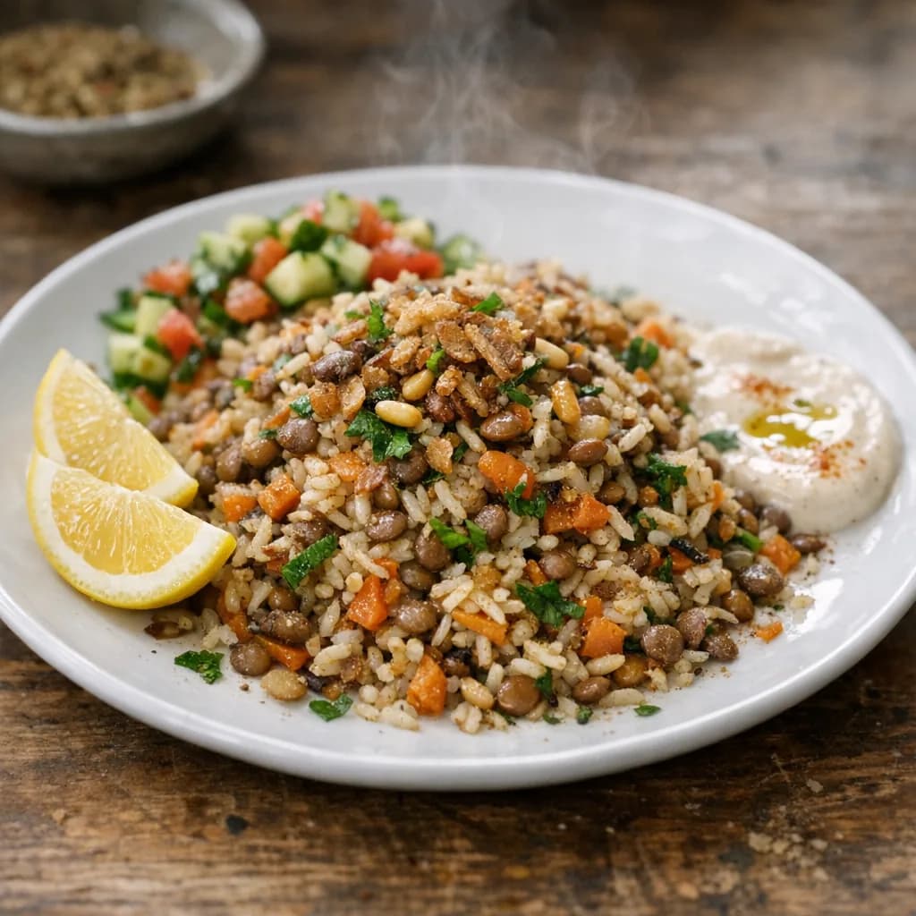 Middle Eastern Lentil Spiced Rice Bowl recipe
