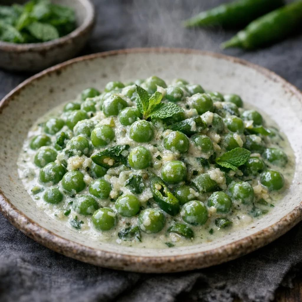 Minted Cream Peas with Green Chile recipe
