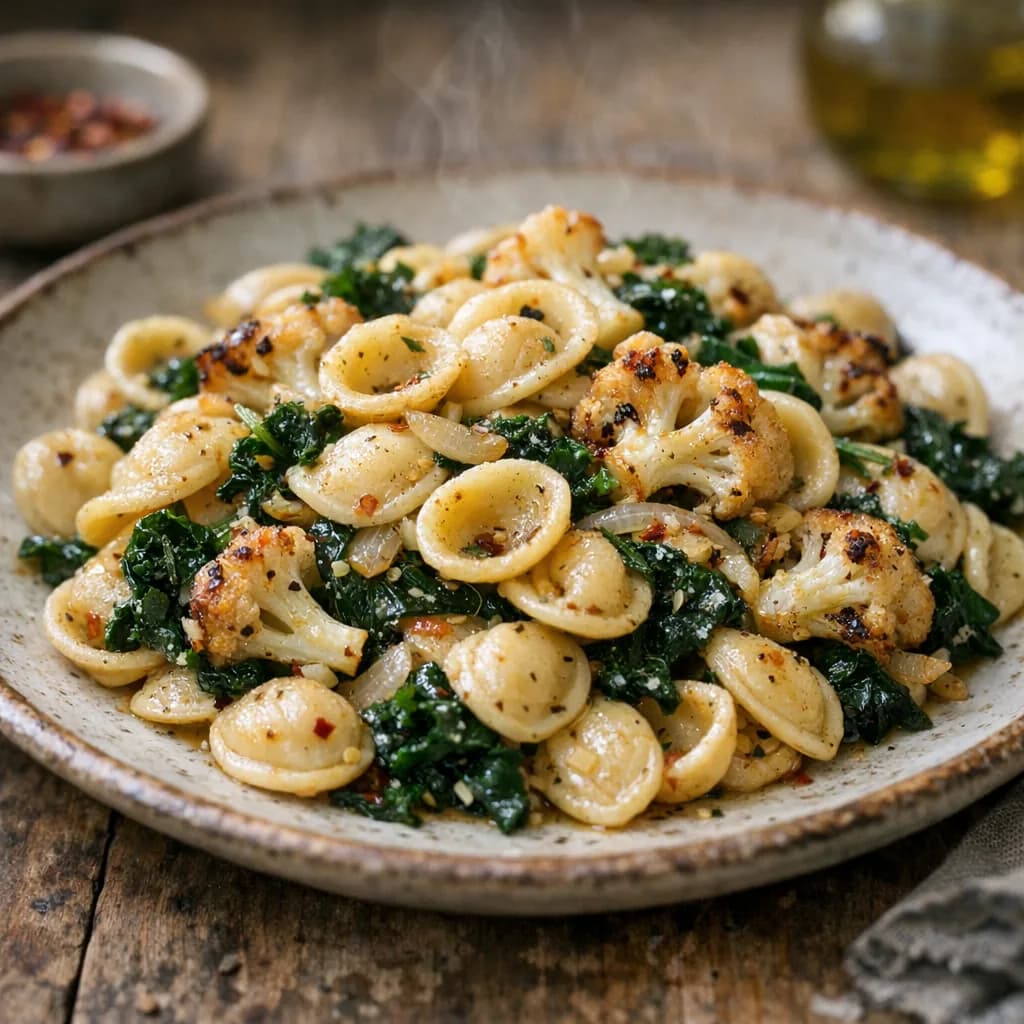 Orecchiette with Kale and Caramelized Cauliflower recipe