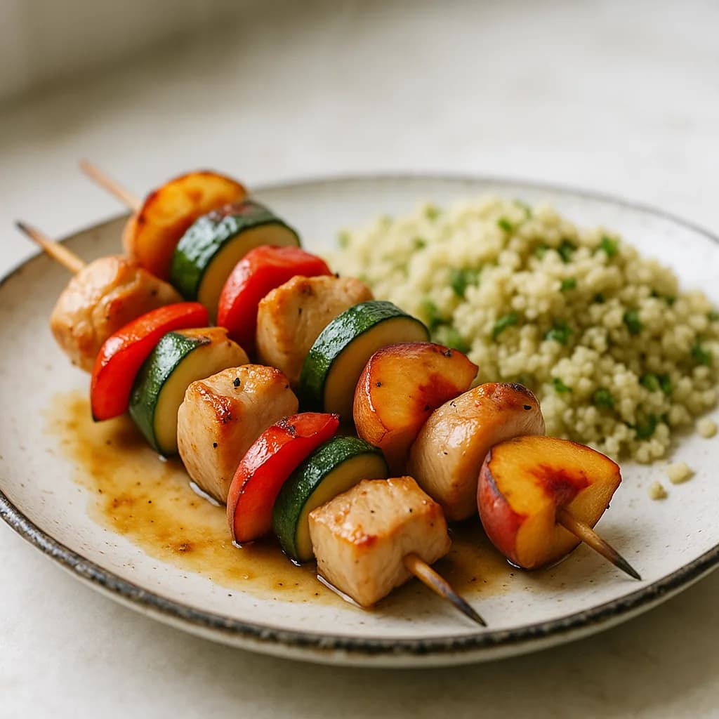 Peach and Chicken Skewer Dinner recipe