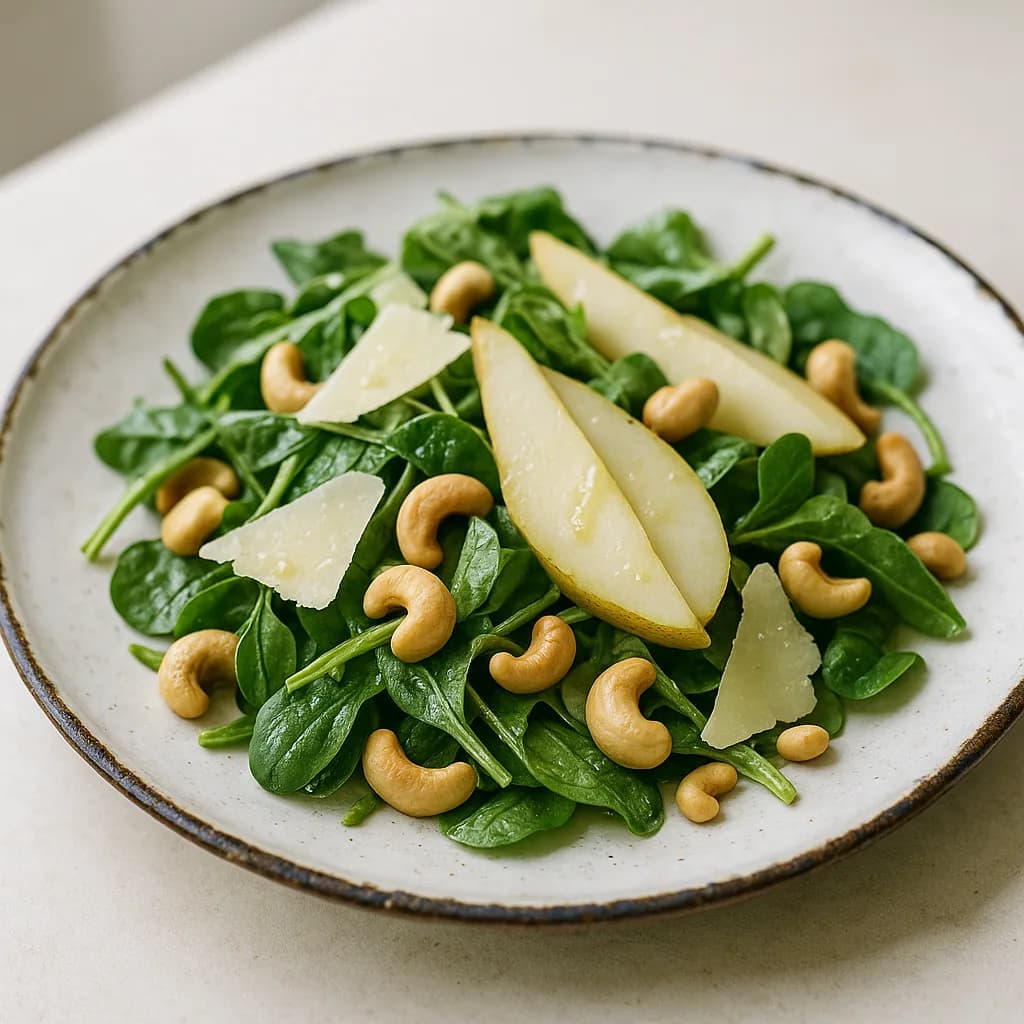 Pear Parmesan and Cashew Salad with Lemon Dressing recipe