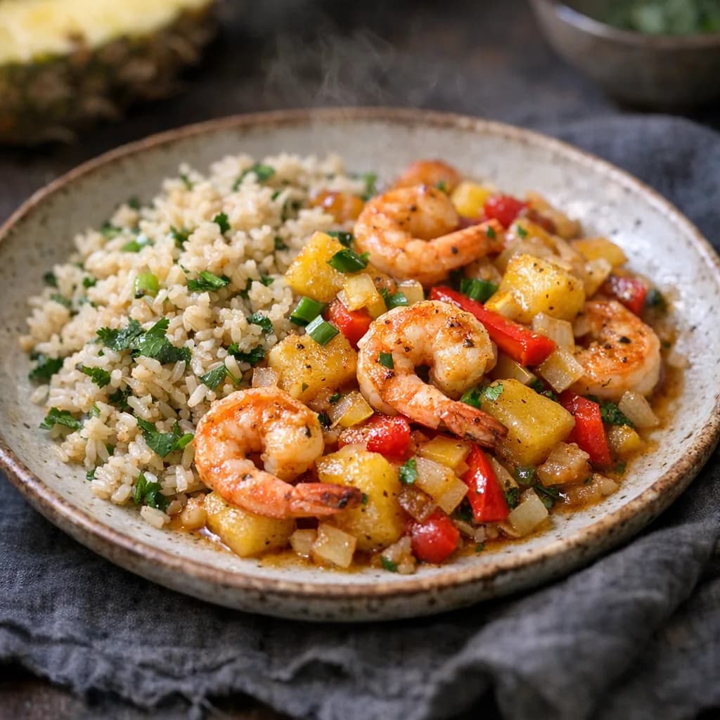 Pineapple Shrimp Stir-Fry with Cilantro Rice recipe