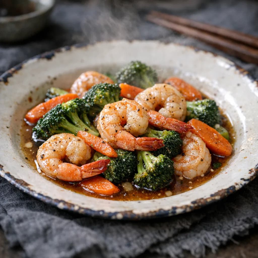 Prawns and Vegetables in Light Soy Sauce recipe