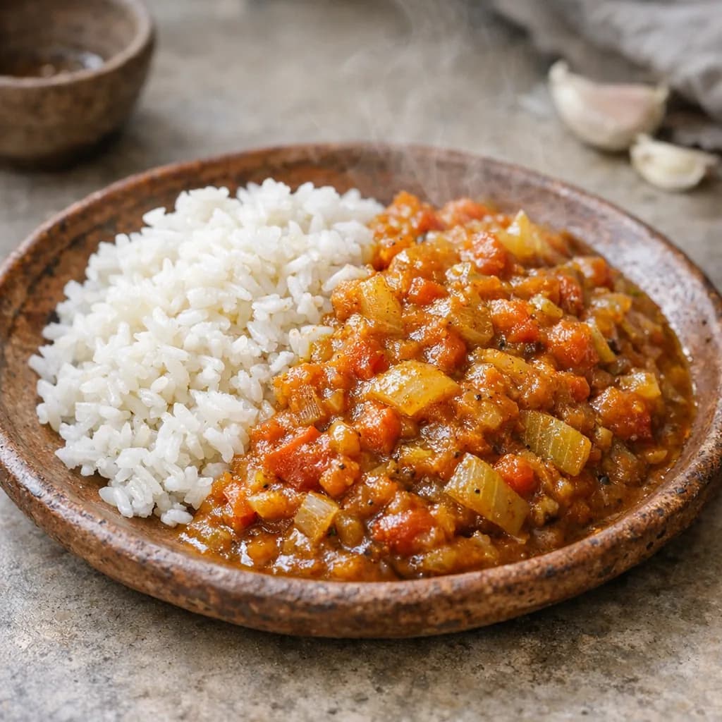 Quick Halal Curry with Rice recipe
