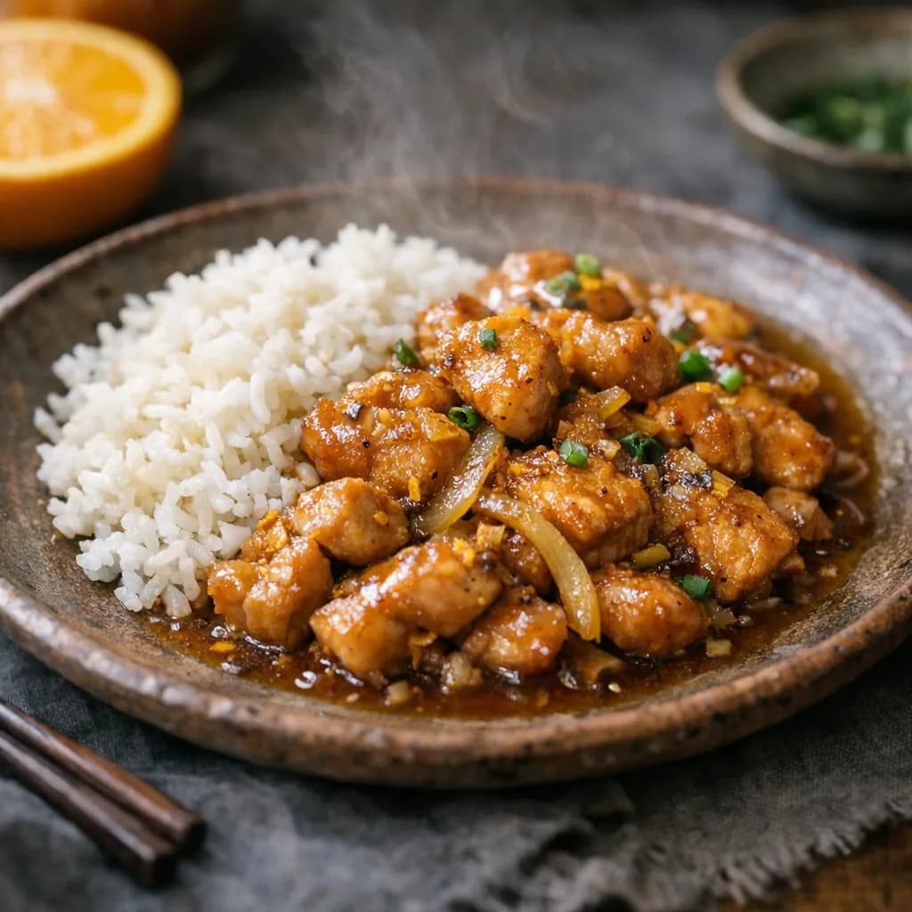 Quick Orange Ginger Chicken and Rice Dinner recipe