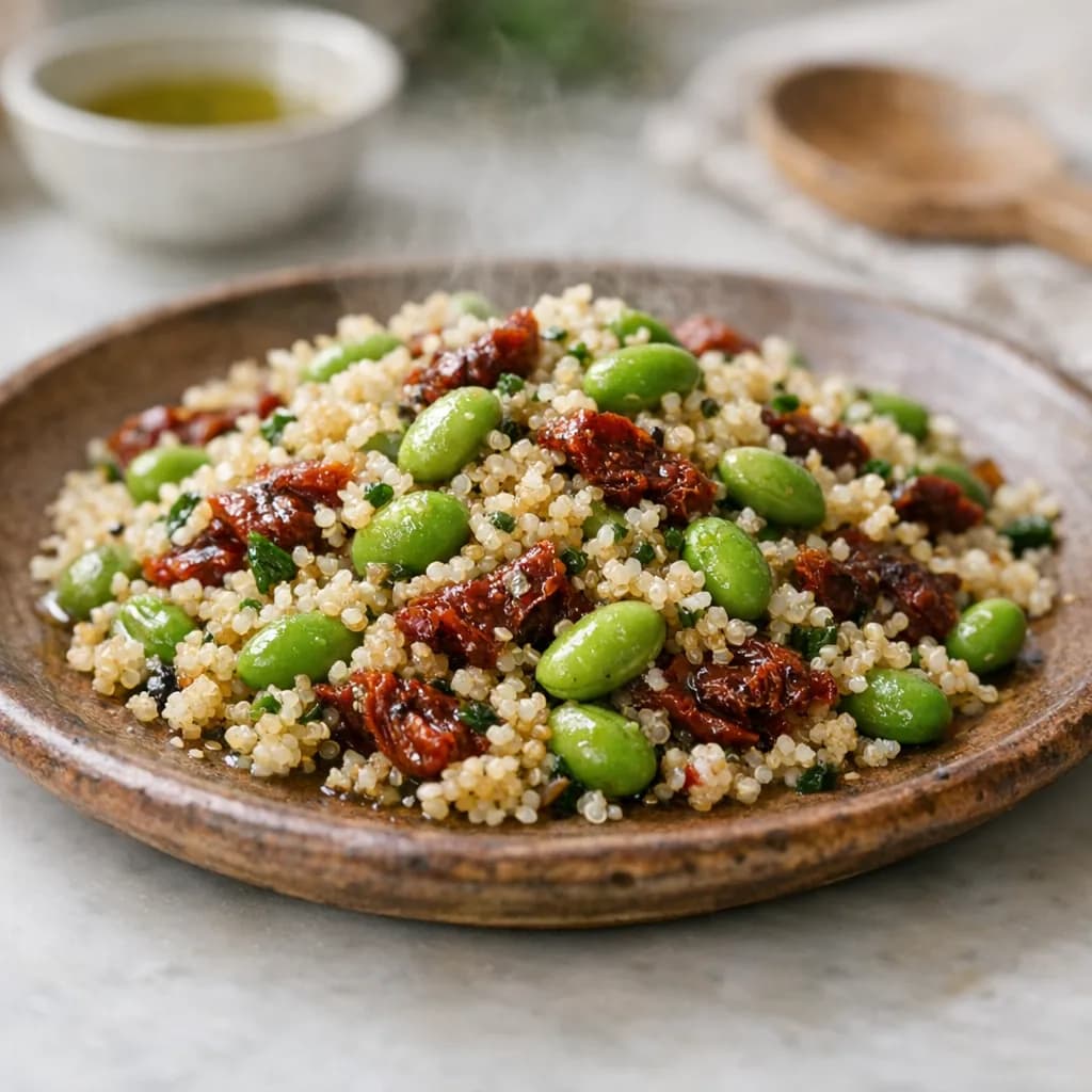 Quinoa with Edamame and Sun-Dried Tomatoes recipe