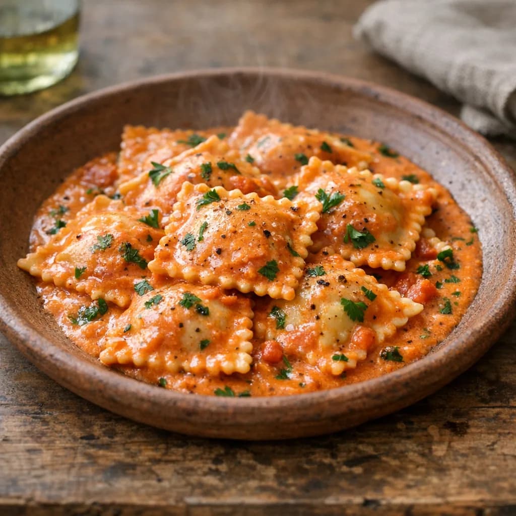 Ravioli with Creamy Tomato Sauce recipe