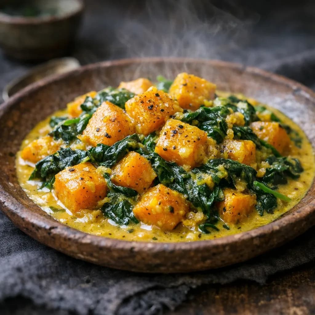 Roasted Butternut Squash and Spinach Coconut Curry recipe