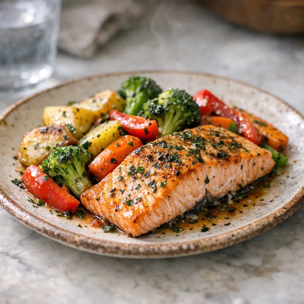 Salmon and Herb-Infused Vegetables recipe
