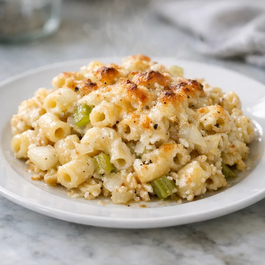 Savory Baked Pasta with Creamy Onions recipe