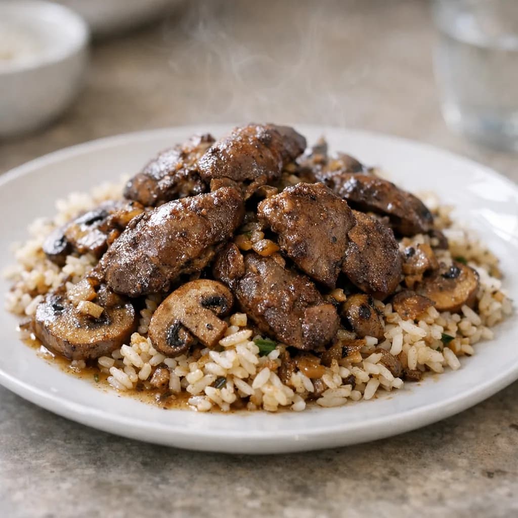 Savory Baked Chicken Livers with Mushrooms recipe