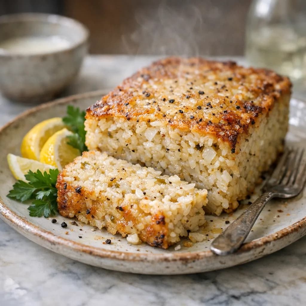 Savory Baked Salmon and Rice Loaf recipe