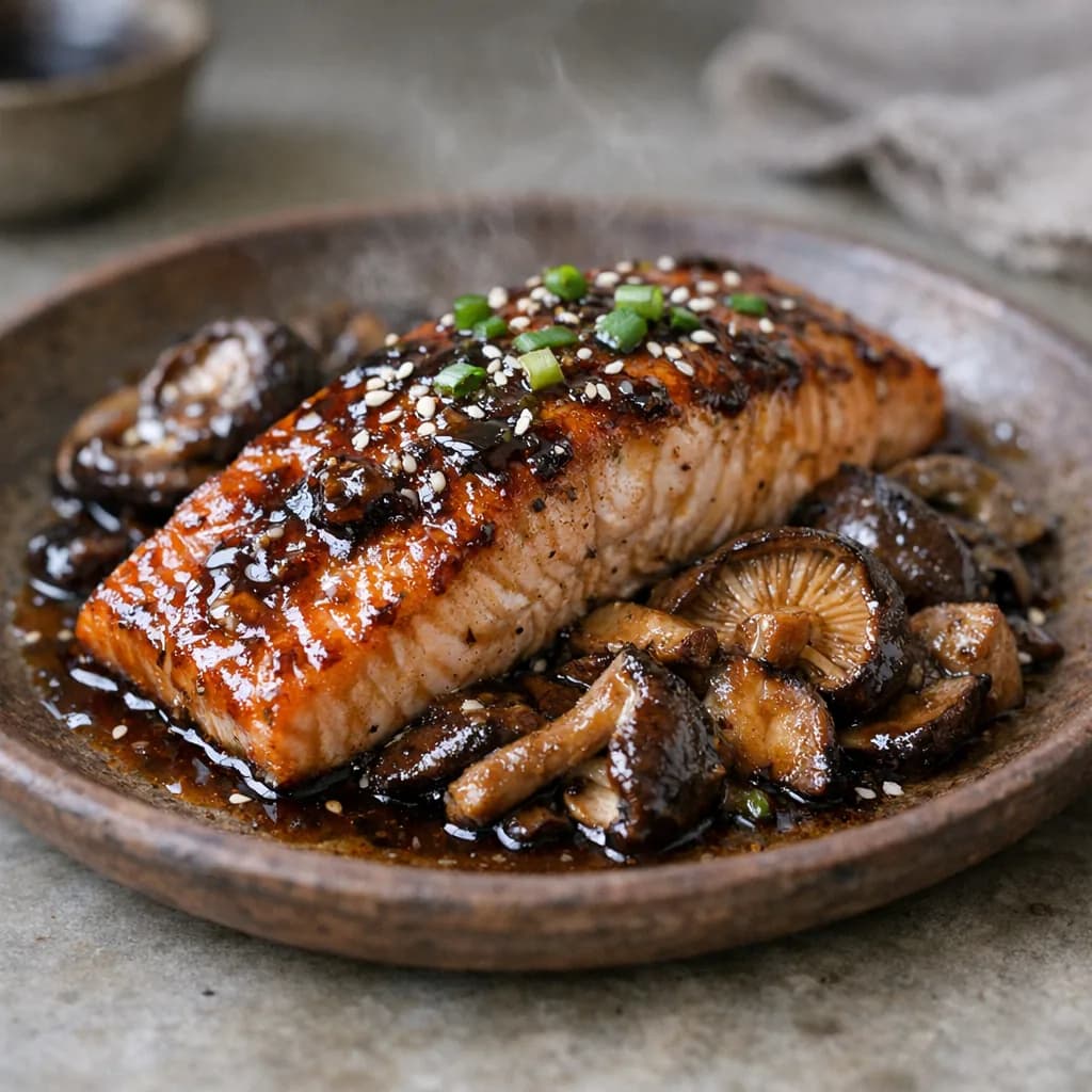 Savory Baked Salmon with Shiitake Glaze recipe