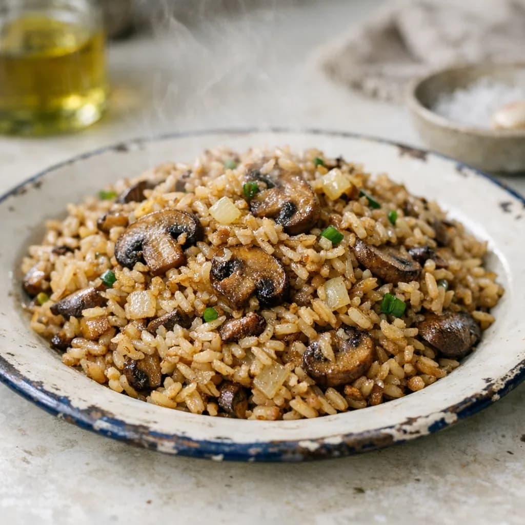 Savory Beef and Mushroom Rice recipe