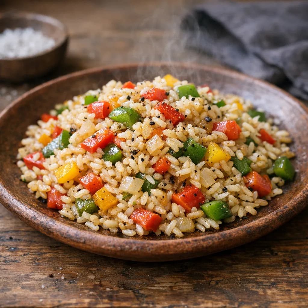 Savory Bell Pepper and Rice Stir-Fry recipe