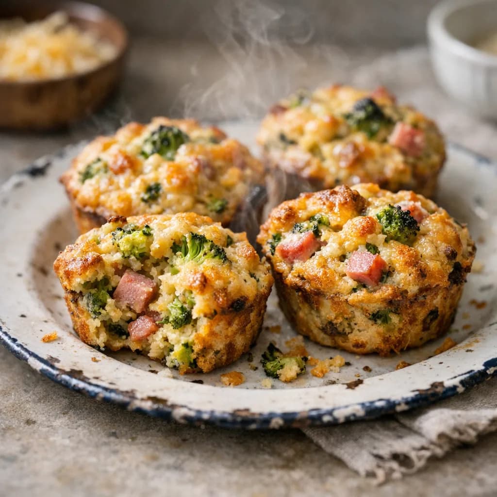 Savory Broccoli and Ham Muffins recipe