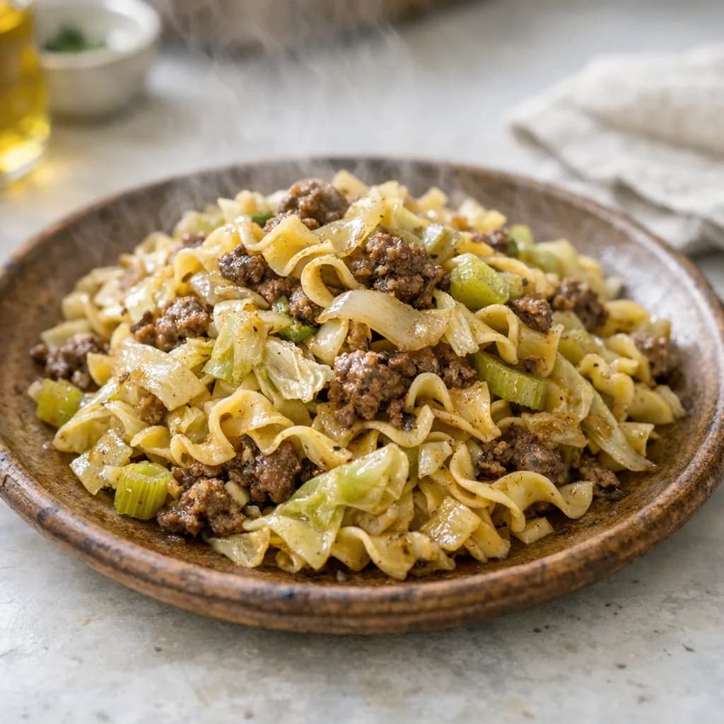Savory Cabbage and Beef Noodles recipe