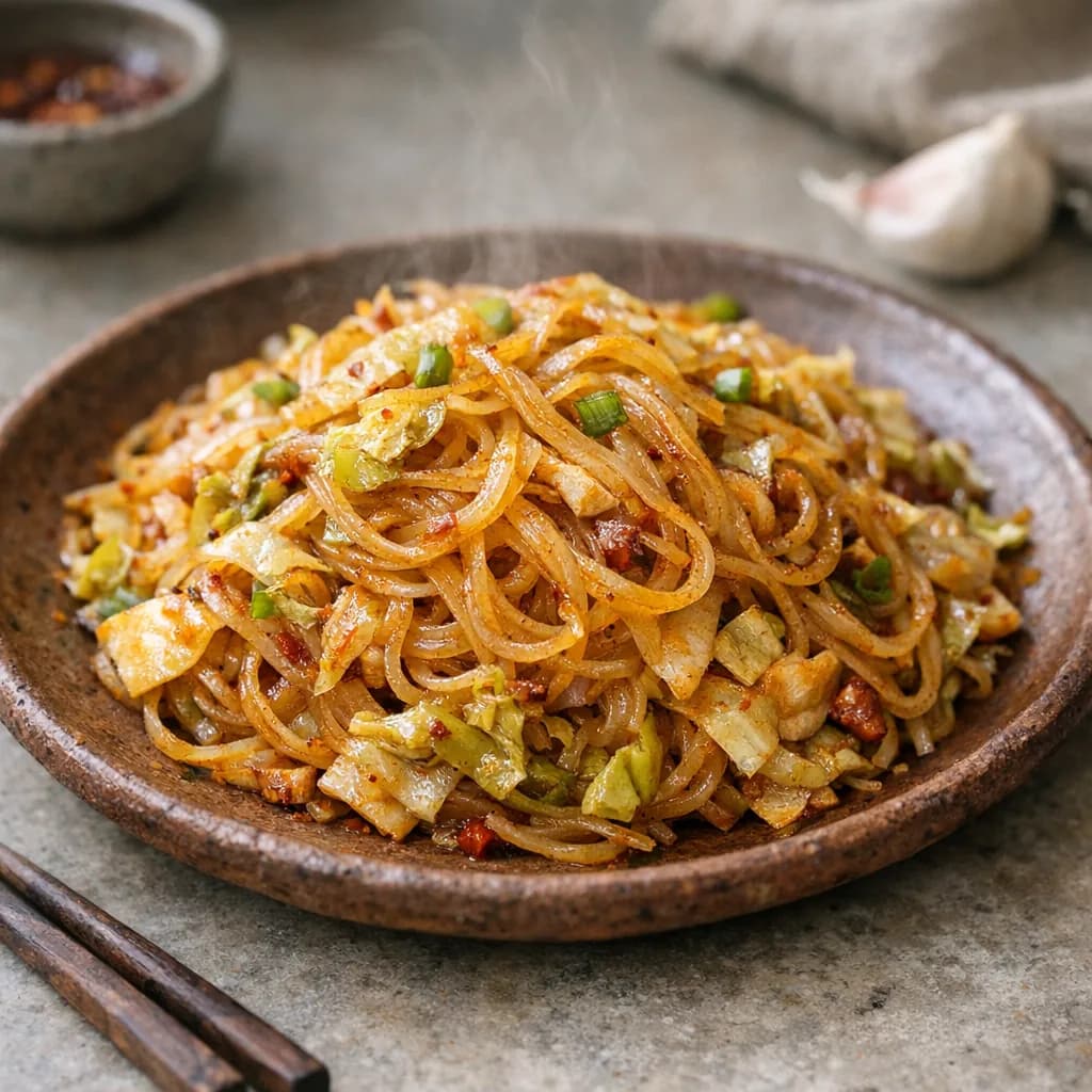 Savory Cabbage and Garlic Noodles recipe