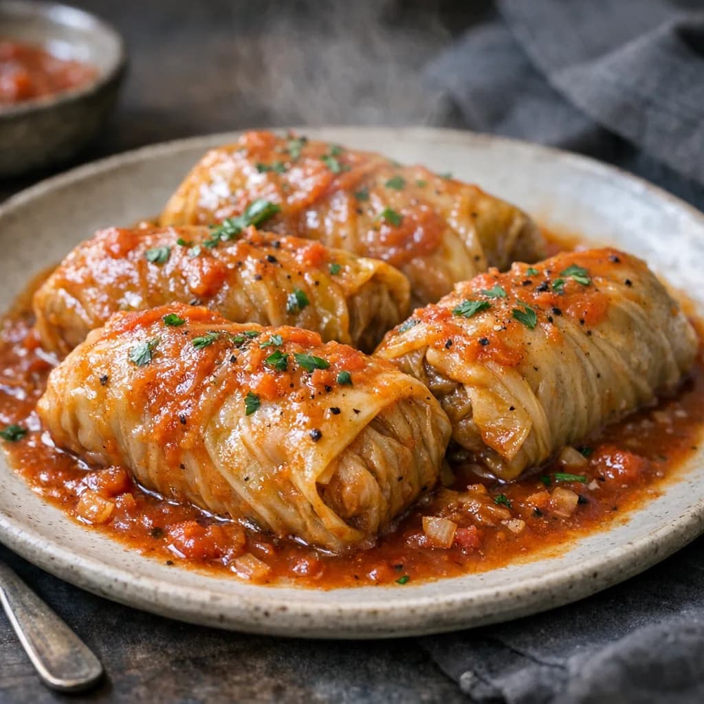 Savory Cabbage Rolls with Beef and Pork recipe
