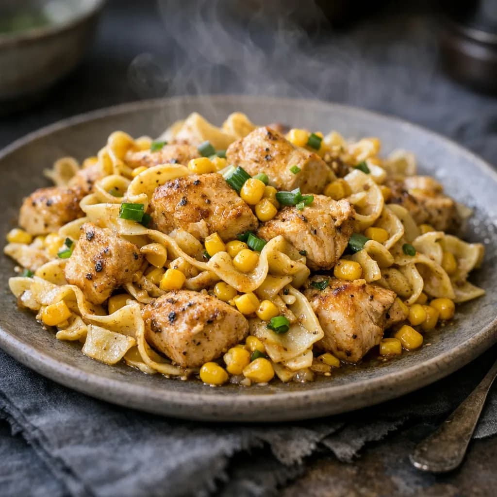 Savory Chicken and Corn Noodle Skillet recipe